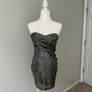 Black Sparkly Strapless Dress